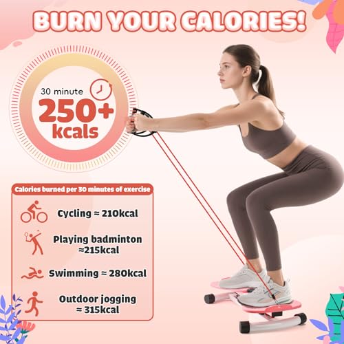 LTFIOON Twist Board,Twist Waist Disc Board mit Kordelzug,100KG Tragkraft,Stehendes Bauchübungsbrett,Twist Board Abnehmen Geräte für Fußmassage, Gewichtsverlust,Taillentwister für Zuhause/Büro (Rosa)