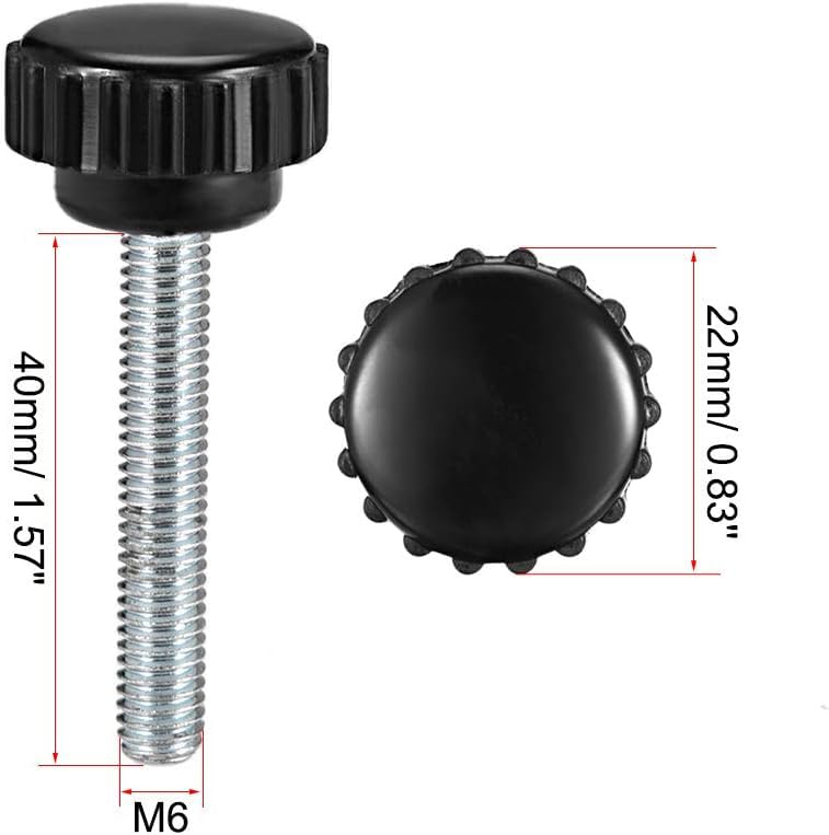 MACHSWON Knurled Clamping Knobs Grip for Saw Drill Press Lathe and Routing Jigs Packaging Machinery Printing Equipment Round Head Clamping Handle Bolt M6 x 40mm 5pcs - Image 2