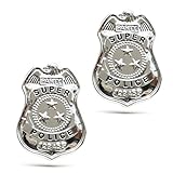 FDHBDF Polizeimarke Kinder 2 Stück Set, Police Badge Metall Drei-Stern, Polizei Abzeichen zum Anstecken, Polizei Kostüm Zubehör, Rollenspiel Accessoires für Karneval Cosplay, Erwachse