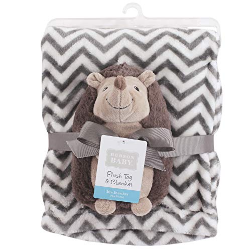 Image of Hudson Baby Unisex Baby Plush Blanket with Toy, Hedgehog, One Size