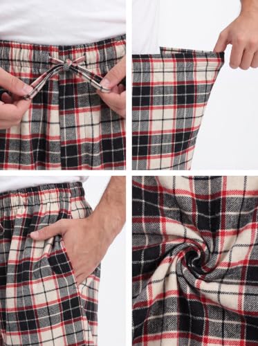 Image of Andrew Scott Men's Cotton Flannel Knee Length Shorts | Drawstring & Pockets Boxer Sleep Shorts | Multi Packs & Colors