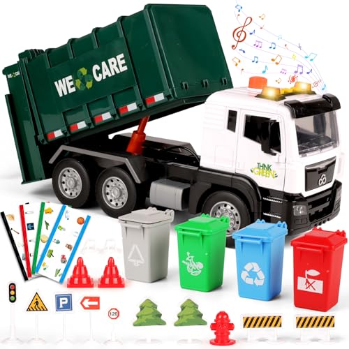 Bunnyjoy Camión De Basura Juguete Con Luces Y Sonidos, Camiones De Juguete Niños 2 3 Años, Vehículo De Inercia Incluye Cubos De Basura Y Accesorios, Juguete Educativo Regalo Para Niño Niña 4 5 6 Años Bunnyjoy Camión De Basura Juguete Con Luces Y Sonidos, Camiones De Juguete Niños 2 3 Años, Vehículo De Inercia Incluye Cubos De Basura Y Accesorios, Juguete Educativo Regalo Para Niño Niña 4 5 6 Años