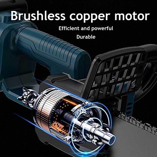 Loveinwinter Electric Cordless Chainsaw, 8 inch Portable Brushless Copper Motor Anti-Slip Handheld Electric Saw with Battery for Garden Work