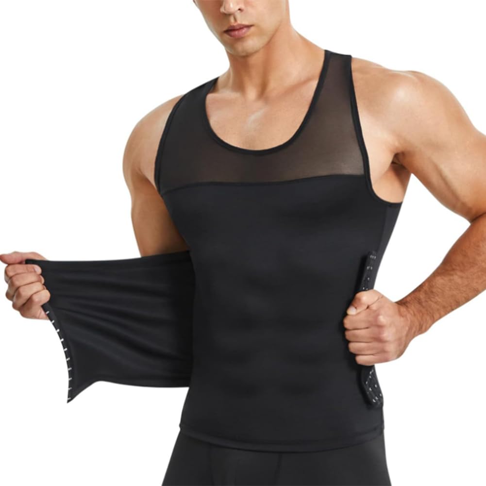 Herren Schlank Body Shaper Weste Bauch geformt Control Panel Kompression Tank Top(Schwarz-Groß