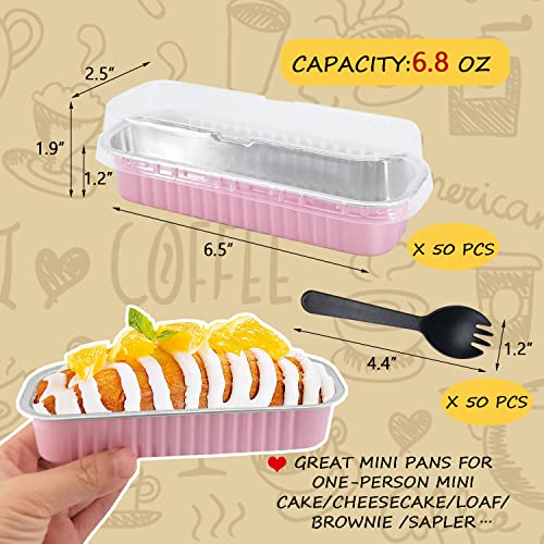 Lnyzqus RECTANGLE Aluminum Foil Baking Pans Tins Containers,Disposable Ramekins Baking Cups Muffin Tins Cupcake Cups For Mini Cake Bread Loaf -Pink thumb #2