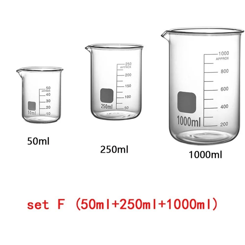 Ensemble de Tasses à mesurer en Verre, 1 pièce, Transparent, résistant aux Hautes températures, pour la Cuisine, la pâtisserie, Les récipients et Les pichets (Set F)