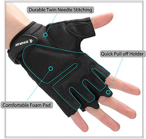 Mens Weight Lifting Gloves, Breathable & Non-Slip, Workout Gloves, Exercise Gloves, Padded Gym Gloves for Climbing, Boating, Dumbbells, Cross Training & Fitness(S) - Thumbnail 3