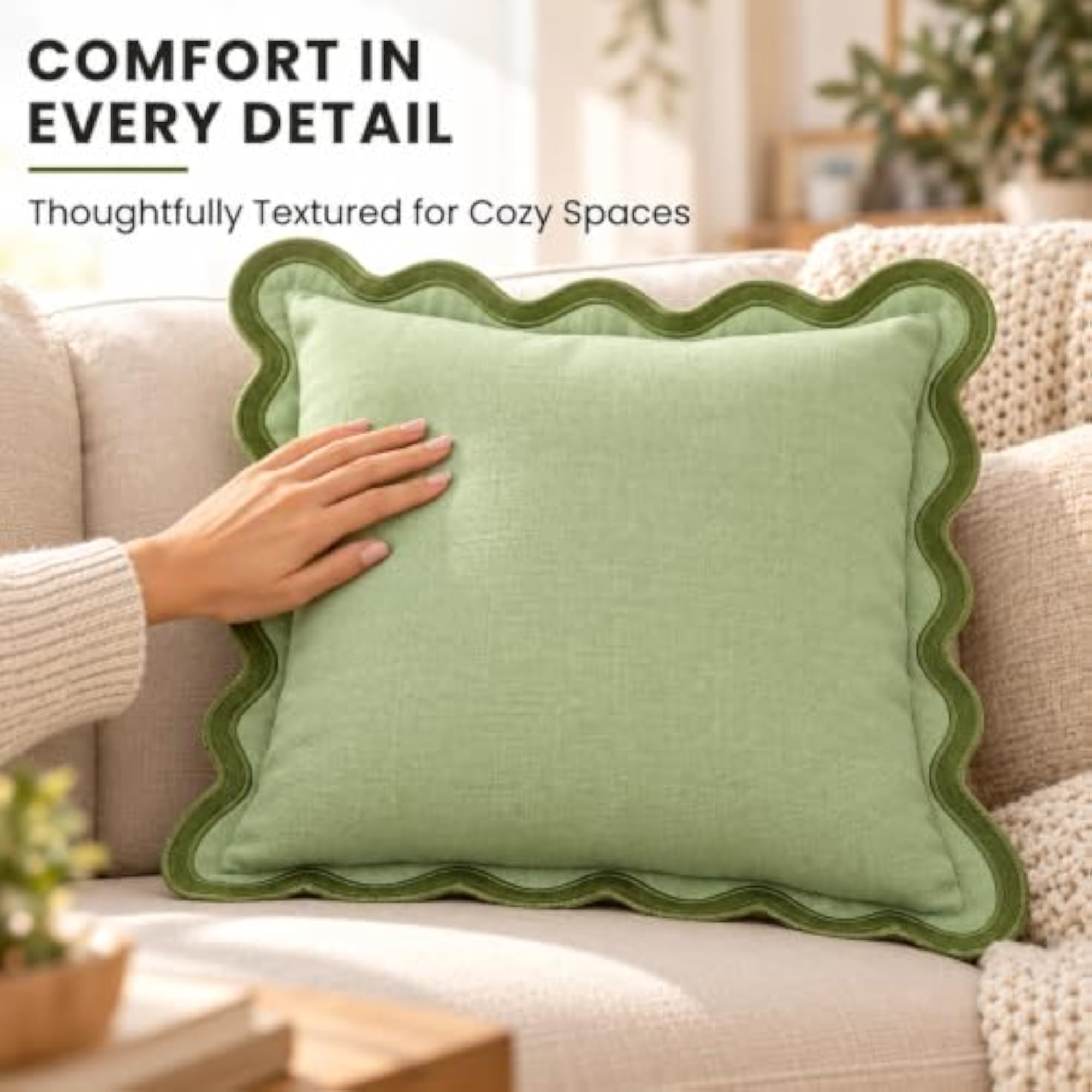 Scallop Cushion Covers, Decorative Throw Pillow Case