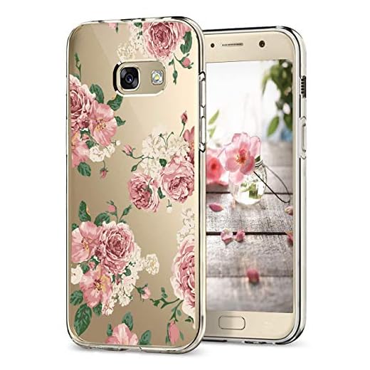 16Jessie skal kompatibel med Samsung Galaxy A5 2017 skal, Galaxy A3 2017 skyddshölje transparent silikon mobilskal Clear TPU skydd mobilväska blommor mönster fodral för A5 2017 Galaxy A3 2017 4