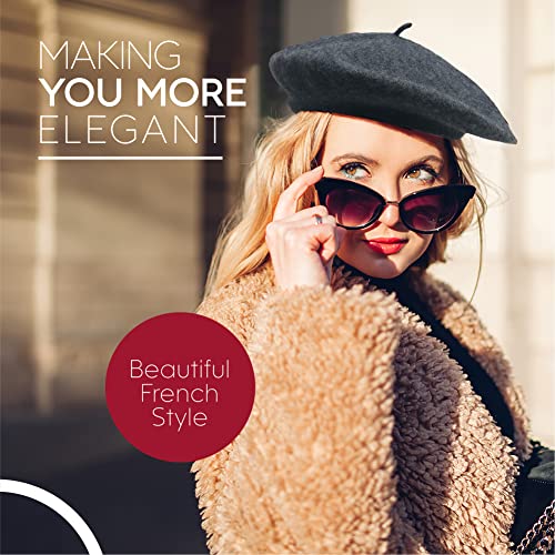 Women's Dark Grey Wool French Beret – Stylish, Chic & Cozy Parisian Unisex Hat for All Seasons - Thumbnail 3