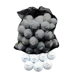 72-Pack Callaway, Vice, Taylormade Assorted Model Recycled B/C Grade Golf Balls with Mesh Bag – Premium Brand Mix, White