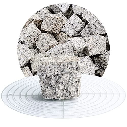 Schicker Mineral Granit Pflastersteine hellgrau 5x5x5 cm 25 kg, natürlicher Werkstoff, witterungsbeständiger Naturstein, frostbeständig, Mosaikpflaster