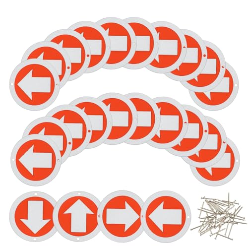 48PCS Reflective Trail Markers Bright Trail Signs Lightweight Glow Trail Arrows Markers for Tree Marking Reflector Camping Hunting Hiking and More Red