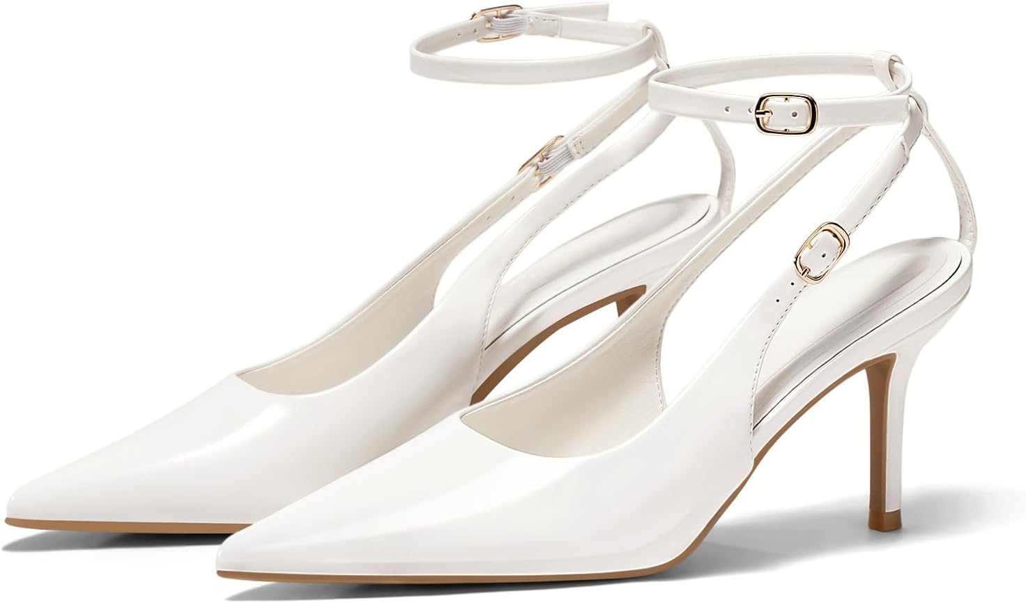 Coutgo Womens Slingback High Heels Closed Pointed Toe Pumps Ankle Strap Work Dress Shoes
