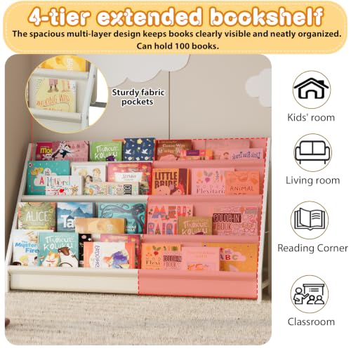 Image of 4-Tier Extended Kids Bookshelf, Book Shelf for kids rooms，bookshelf for kid