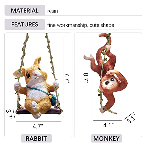 Wayuto Swing Monkey Garden Statue Ornament Decorative Hanging Hammock Animal Figurines Cute Resin Monkey Figure Outdoor Funny Garden Decor For Patio Yard Lawn Fence Pathway Backyard Landscape Tree #TOP6