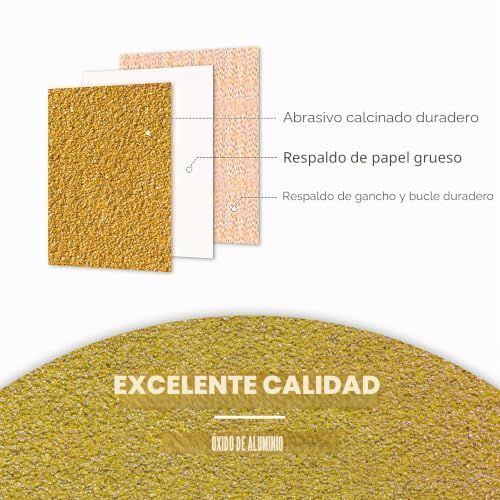 Miniatura 3 de Kongming 80 Piezas Disco Lija 150 Mm Grano 40 60 80 120 180 220 320 400 15 Agujeros Para Lijas Para Lijadora Orbital