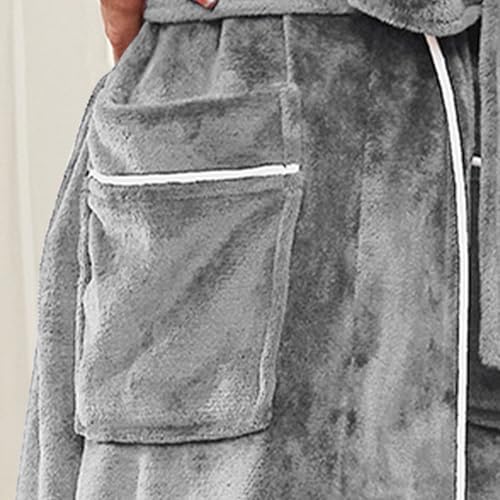 Mens Hooded Classic Bathrobe Flannel Fleece Robe with Full Length Unisex Couple Fashion Soft Dressy Pajamas Sleepwear4