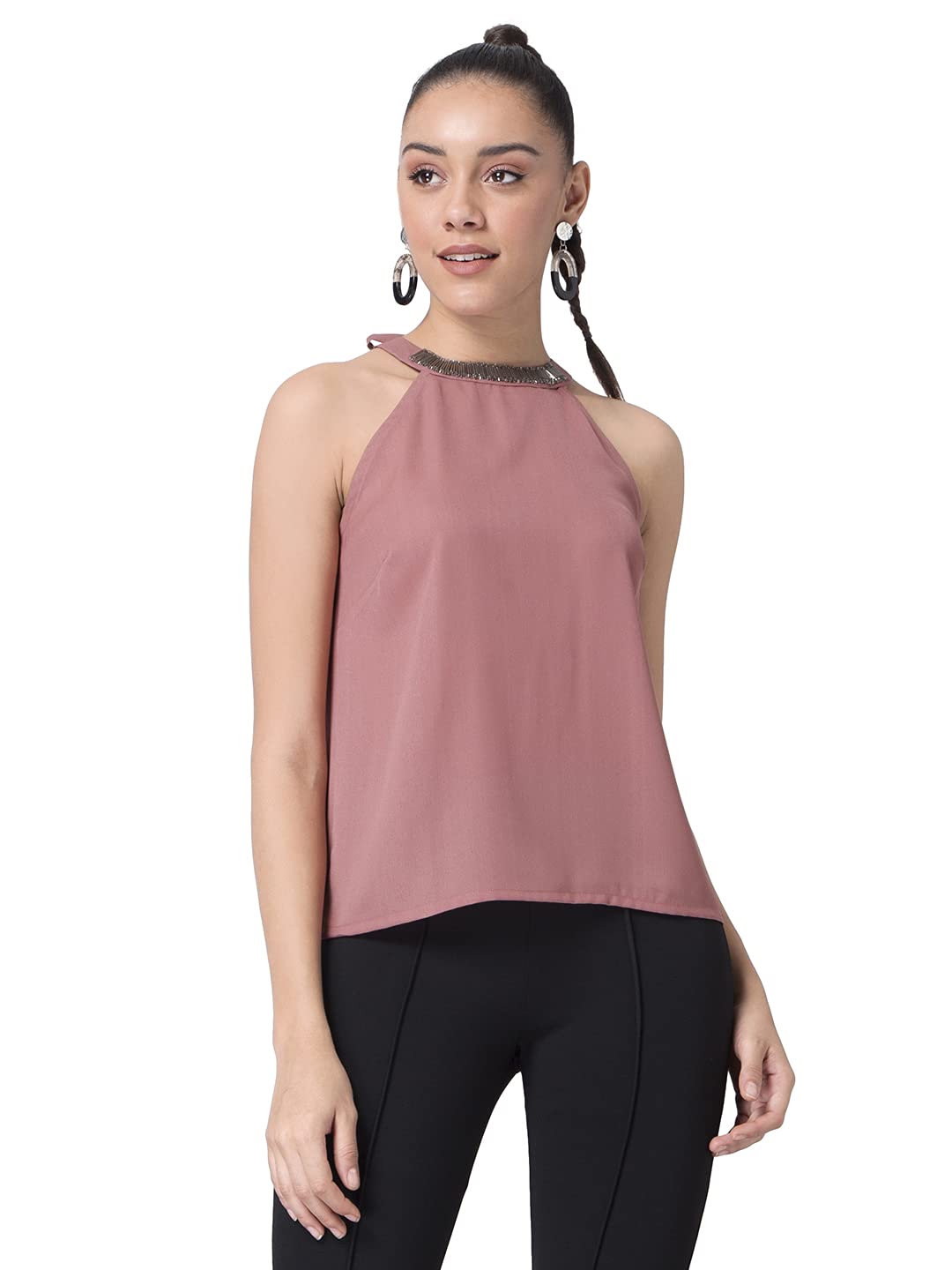 Faballey Womens Embellished Dusty Pink Halter Top Desertcart Senegal