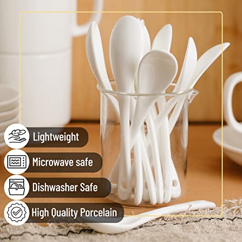 Btat- Tea Spoon, Set Of 12, White Porcelain, Espresso Spoons, Ceramic Spoon, Ceramic Spoons, Ceramic Teaspoon, Ceramic Spoons Small, Spoon For Tea, Tea Spoon For Loose Tea #TOP4