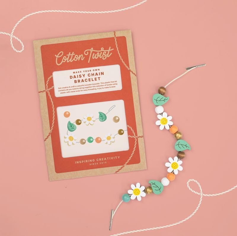 COTTON TWIST Kids Daisy Chain Bracelet Making Craft Kit - Unisex Children Creative Beading Jewellery Designing DIY Play Set - Single Unit