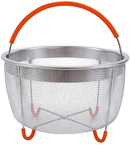 BRONG 6Qt Steamer Basket Pressure Cooker Basket Vegetable Steamer Basket Stainless Steel with Handle for Steaming Eggs Rice Meat