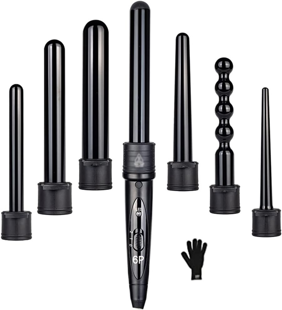 6 in 1 9-32mm Interchangeable Professional Ceramic Hair Curler Rotating Curling Iron Wand Curlers Care Styling Tools