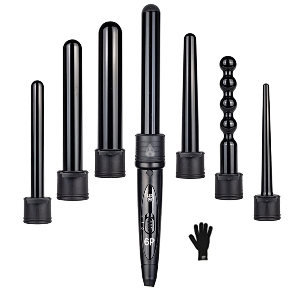 6 in 1 9-32mm Interchangeable Professional Ceramic Hair Curler Rotating Curling Iron Wand Curlers Care Styling Tools