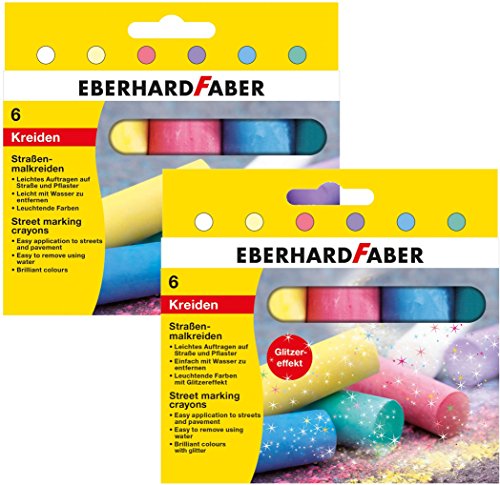 Eberhard Faber - Stra&szlig;enmalkreide normal 6er Etui + glitzer 6er Etui [ Komplettset ]