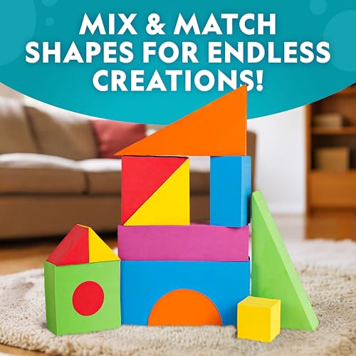 National Geographic Kids Jumbo Foam Blocks – 30-Piece Foam Building Blocks for Toddlers & Preschoolers, Soft Stackable Blocks with Storage Bag, Early Learning & Sensory Building Toy - Image 5