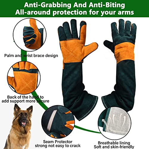 Animal Handling Gloves,Bite Proof Gloves,Leather Welding Gloves For Men And Women,Multipurpose Dog Bite Gloves,Snake & Bird Handling Gloves For Cat Dog Bird Falcon Livestock Snake #TOP2