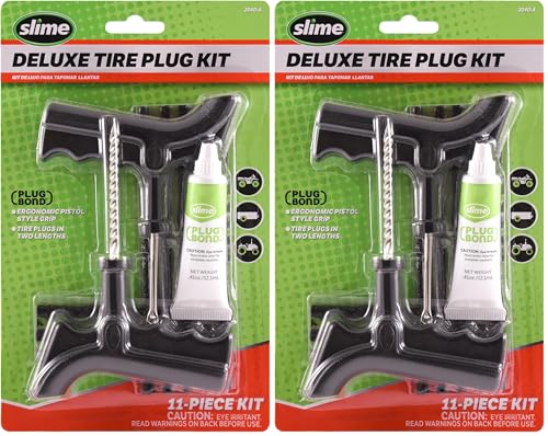 Slime Tire Repair Kit 2040-A, 11 Pieces | Deluxe | Includes Strings & Tools | Pack of 2