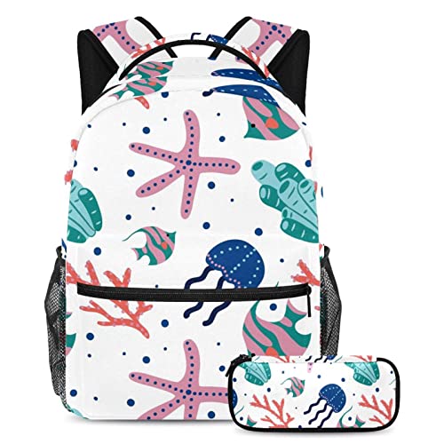 Sac à dos voyage corail avec trousse assortie et porte-bouteille