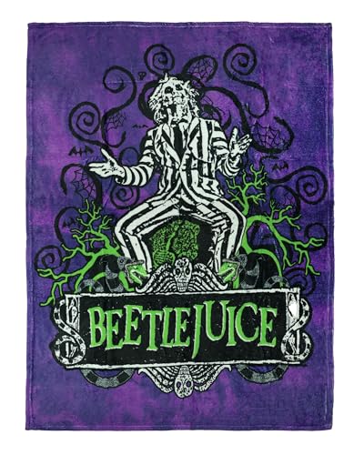 Northwest Beetlejuice Blanket Sandworms Spiders Skulls Bats Throw 45X60