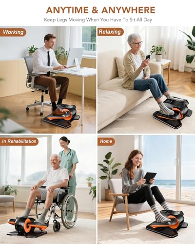 Image of Under Desk Elliptical Machine,Leg Exerciser Electric as Seen on TV for Seniors, 24 Modes Romote Control Home Workout Exercise Equipment