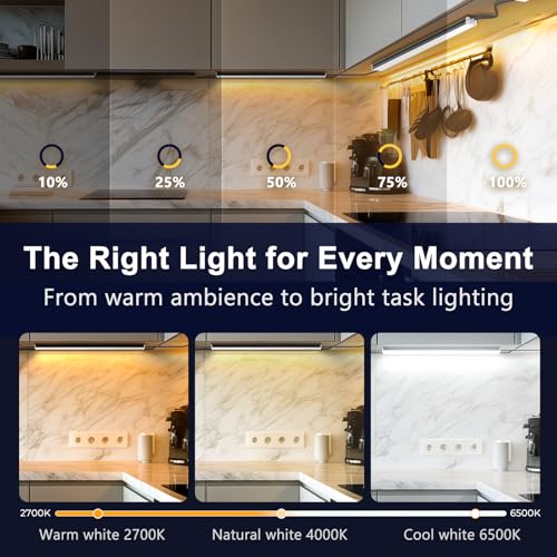 Image of VST Smart Under Cabinet Lighting 6 Bars - UL Listed CRI 93+ Adjustable Strip Lights, Alexa & Google Home Compatible, App /Voice /Hand Wave Control for Kitchen Cabinets & Closets