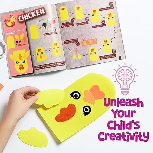 Kool Krafts Hand Puppet Kit - Make Your Own Animal Puppets - 10 Felt Puppets - Simple Step By Step Instructions - Art Craft thumb #1