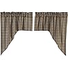 Vhc brands rustic lodge kitchen window curtains wyatt swag pair khaki tan  urban country home decor