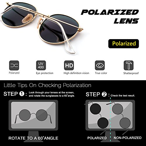 Image of CGID Retro Round Polarized Sunglasses Men Womens Circle Hippie Shades E01