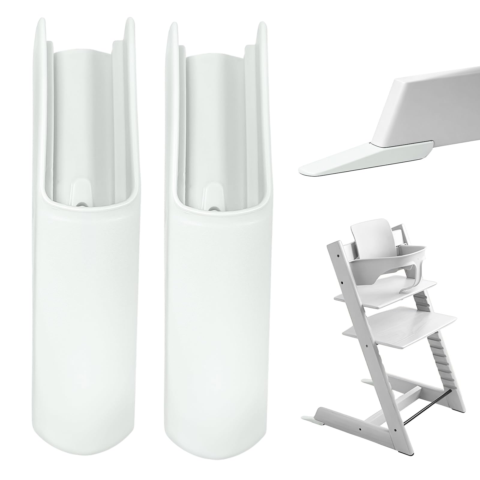 2 Pièces Anti Basculement Chaise, panemy Chaise Haute Accessoires pour Stokke Tripp Trapp, Anti-Basculement Prolongateur de Jambe Comme Accessoire, Couleur Bois (Blanc) Baby Products