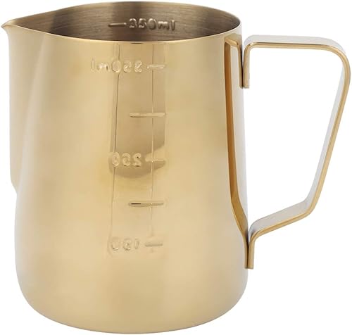 Jarra de espuma de leche, taza espumadora de leche de acero inoxidable con escala de 12 oz11.8 fl oz, accesorios para máquina de espresso, espumador