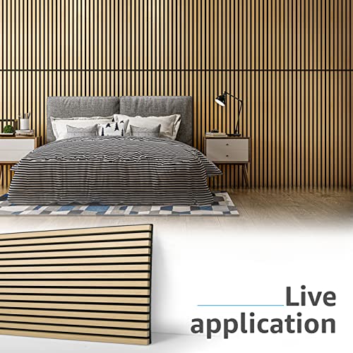 Image of Art3d 2-Pack Fluted Acoustic Wood Slat Wall Panel, 47.2 x 23.6 Inch, Oak