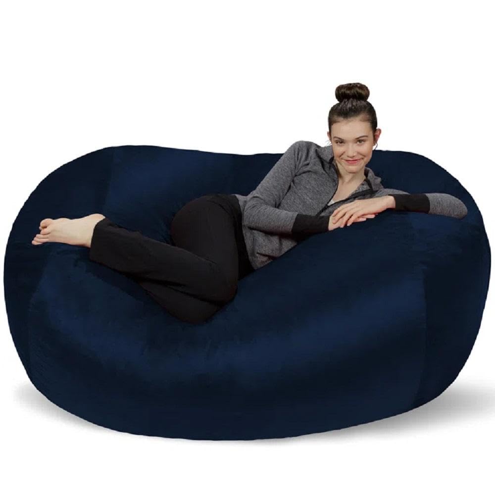 Large Bean Bag Chair Lounger Sofa for Adult Kids & Teen with Super Soft Plush Fluffy Seat | Pretty Navy Blue Color All Seasons | Lightweight Stuffed Flexible Durable | Supportive & Comfy