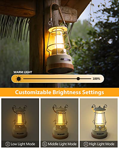 SYLSTAR Retro Campinglampe, 370 Lumen LED Campingleuchte Batteriebetrieben with Stufenlos Dimmbar, Akku aufladbar, Extra… - Image 3