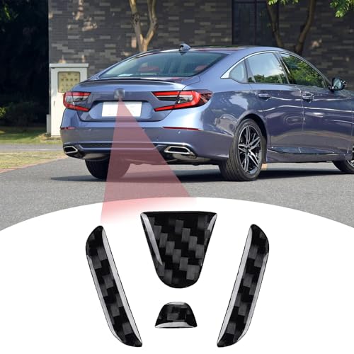 Image of Compatible with Car Rear Tailgate Emblem Logo Trim Accessories Carbon Fiber Emblem Badge Decal Cover Sticker for Honda Accord 10th Gen 2018-2024,Black