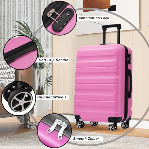 Image of 13 Piece Luggage Sets, Lightweight Suitcases with Dual Spinner Wheels, Carry-On & Check-In Sizes for Travel and Business (pink)