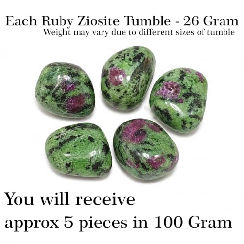 Image of Crystal Ruby ZIOSITE Tumble Stone Pebble Tumbled Gemstone for Reiki Healing Vastu Correction Gravels for Aquarium Home Decor Garden Table 100 Gm
