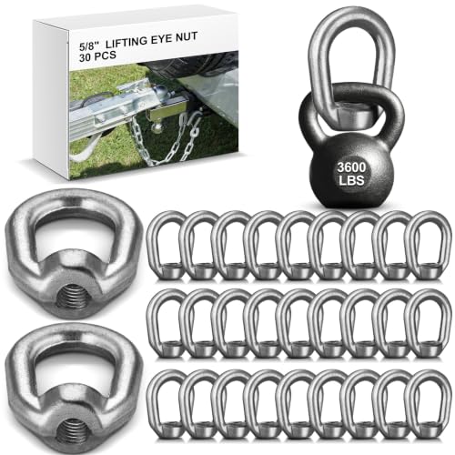 Frienda 30 Pcs 5/8" Lifting Eye Nut Hot Dip Galvanized, Silver