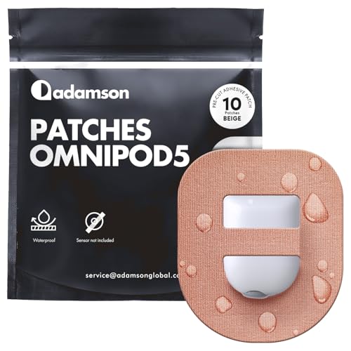 Adamson Omnipod 5 Pflaster – 10 Wasserdichte Omnipod 5 Fixierband Patches, Hautfreundlich & Schweißresistent, Kein Kleber in der Mitte, Einfach zu Entfernen, Sicherer Halt, Omnipod 5 Hülle Beige