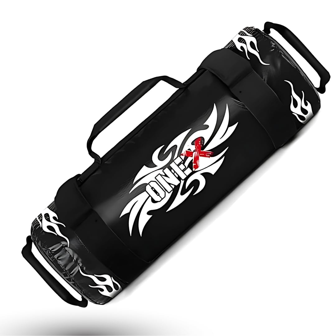 ONEX 1X Fitness Sandbag Weight Training Power Bag, Heavy Duty Weighted Slam Bag with Handles, Ideal for Strength Training, CrossFit, Conditioning, Home Gym Workouts (Black, 10kg)
